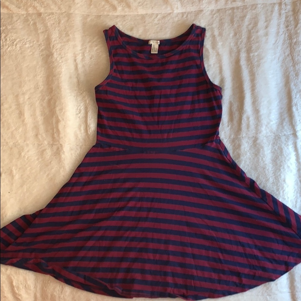 Red and Blue Stripe Skater Dress